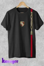 Unisex Porsche Line Design Printed Crew Neck T-Shirt