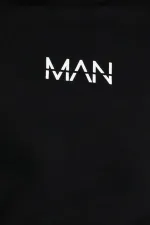 Erkek Siyah Man Baskılı Oversize Sweatshirt
