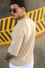 Unisex Beige Plain Oversize T-shirt garalio