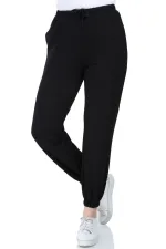 Women's Black Elastic Waist Pocket Tracksuit
