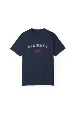 Unisex Bakırköy Istanbul City Printed Navy Blue Basic T-shirt