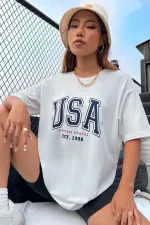 White Vintage Printed Oversized T-shirt