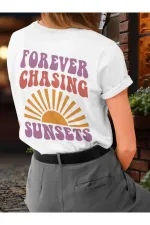 Unisex Men/ Sunsets Forever Front/Back Printed Oversize Combed Cotton T-Shirt tshirt