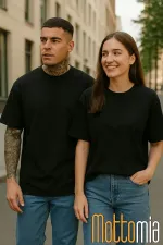 Black Unisex Oversize Cotton Lycra Crew Neck Unprinted T-Shirt (T-SHIRT)