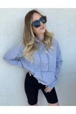 Kadın Gri Oversize Sweatshirt