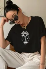 T-shirt boyfriend surdimensionné imprimé Eclipse unisexe