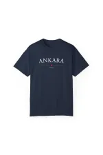 Unisex Ankara Turkey City Printed Navy Blue Basic T-shirt
