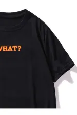 Unisex Black What Printed Oversize T-shirt