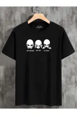 Unisex Oversize T-shirt Not Hear Front Printed Black