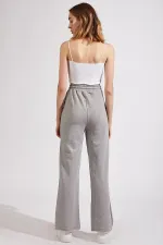 Women's Gray Ripped Detailed Knitted Sweatpants Si00020