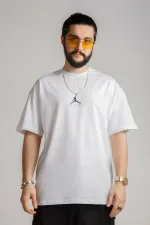 Erkek Beyaz Oversize Baskılı Aır T-shirt