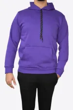 Unisex Mor Kapüşonlu Sweatshirt