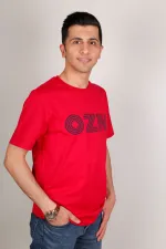 RED PRINTED CREW NECK T-SHIRT