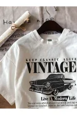 White Vintage Printed T-shirt