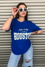 Women's Black Ghost Printed Crew Neck Oversize Cotton T-shirt