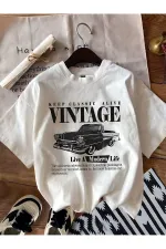 White Vintage Printed T-shirt