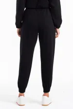 Unisex Siyah Paçası Lastikli Eşofman Altı