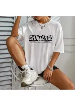 T-shirt oversize unisexe imprimé et détaillé, coupe décontractée
