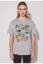 Astronaut from the Moon Printed Oversized Cotton T-shirt