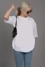 T-shirt oversize unisexe blanc en coton à col ras du cou et coupe boyfriend