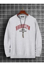 Men's Brooklyn Printed Gray Oversize Sweatshirt