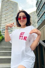Oversize Hey It's Me Printed garalio T-shirt