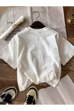 Unisex Erkek/Kadın TAKE TIME Özel Baskılı Oversize Pamuklu Bisiklet Yaka T-Shirt