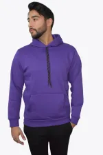Unisex Mor Kapüşonlu Sweatshirt
