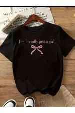 RIBBON PRINTED BASIC T-SHIRT