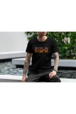Erkek Siyah Berlin Unisex Baskılı T-shirt
