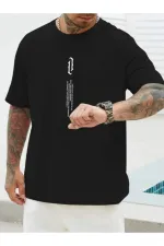 DIKEY Baskı Siyah Owersize T-shirt