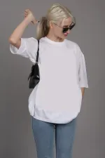 White Unisex Cotton Crew Neck Boyfriend Knitted Oversize T-Shirt
