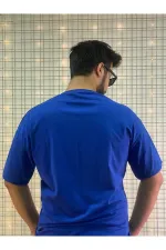 Unisex Blue Crew Neck Oversize T-Shirt
