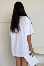 White Vintage Printed Oversized T-shirt