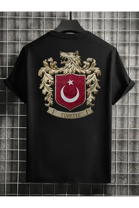 Grey Wolf Symbol Türkiye Back and Front Printed Unisex T-shirt