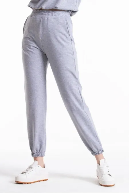 Women's Grey Elastic Leg Sweatpants