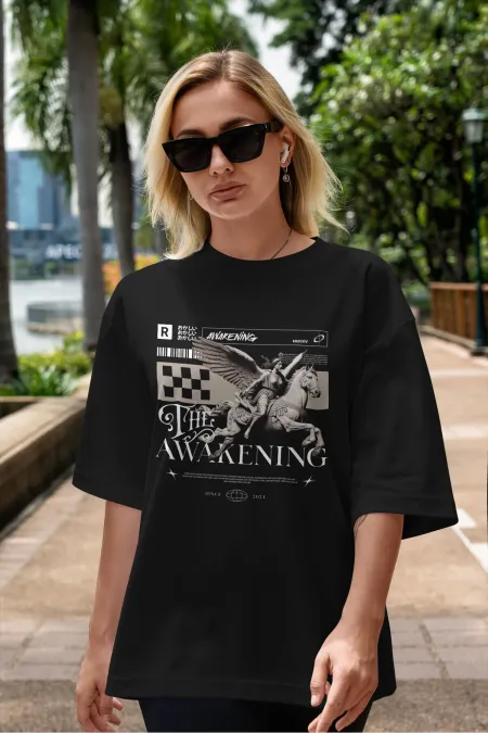 Unisex Women's/Men's THE AWAKENING Colorful Custom Printed Oversize Cotton Jersey T-Shirt