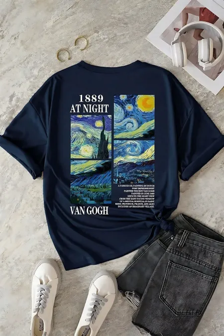 Unisex Van Gogh Printed Oversize T-shirt