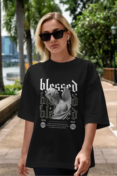 Unisex Women's/Men's BLESSED ESTD 2023 Colorful Custom Printed Oversize Cotton Jersey T-Shirt