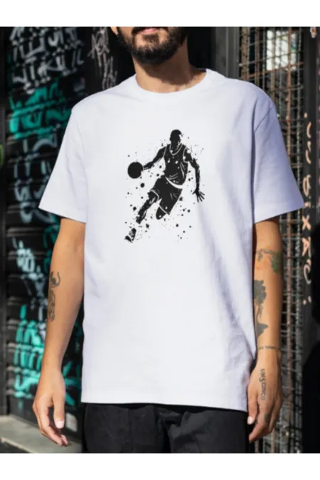 Unisex Men's Basketball Player Oversize Combed Cotton T-shirt