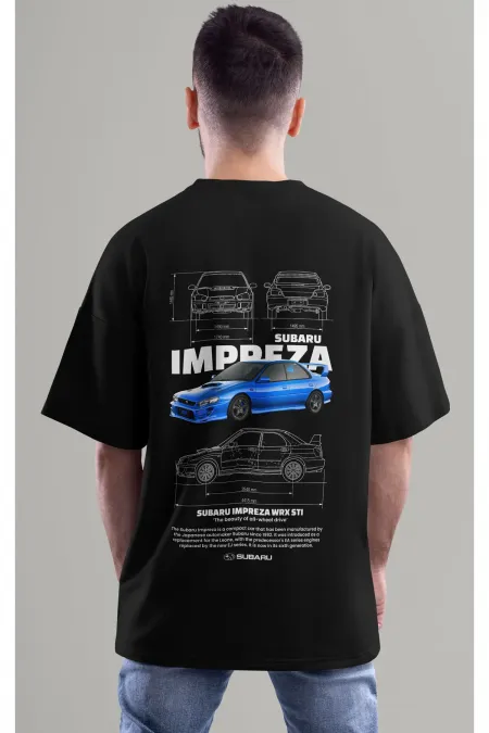 Unisex Erkek/Kadın SUBARU IMPREZA Renkli Özel Baskılı Oversize Pamuklu Bisiklet Yaka T-Shirt Tişört