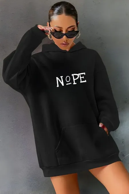 NOPE PRINTED HOODED SWEATSHIRT