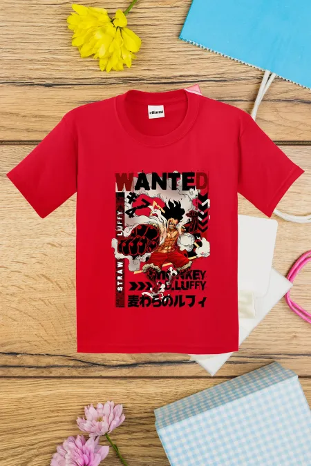 T-shirt imprimé OnePiece Portgas D. Luff pour enfants