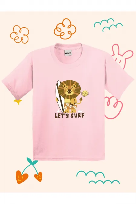 Lets Surf Lion Print Kids T-shirt