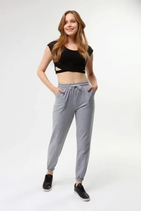 Gri Basic Jogger Ince Eşofman Altı