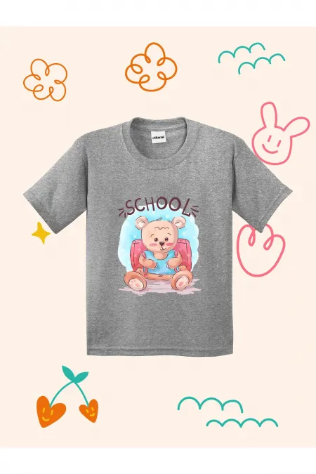 School Teddy Bear Design Kids T-shirt