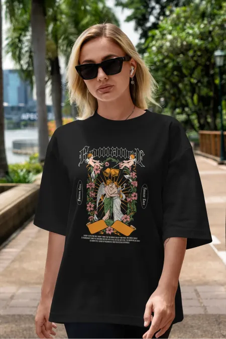 Unisex Men's/Women's ROMANCE Custom Printed Oversize Cotton Crew Neck T-Shirt
