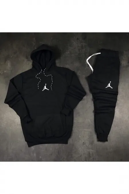 Trend Sizde Siyah Uzay Alt Düz Siyah Eşofman Takımı