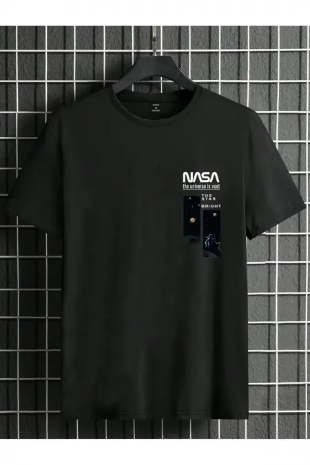 Black Oversized NASA Printed T-shirt - Oversized Printed garalio