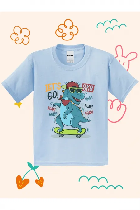 Lets Go Dino Print Kids T-shirt